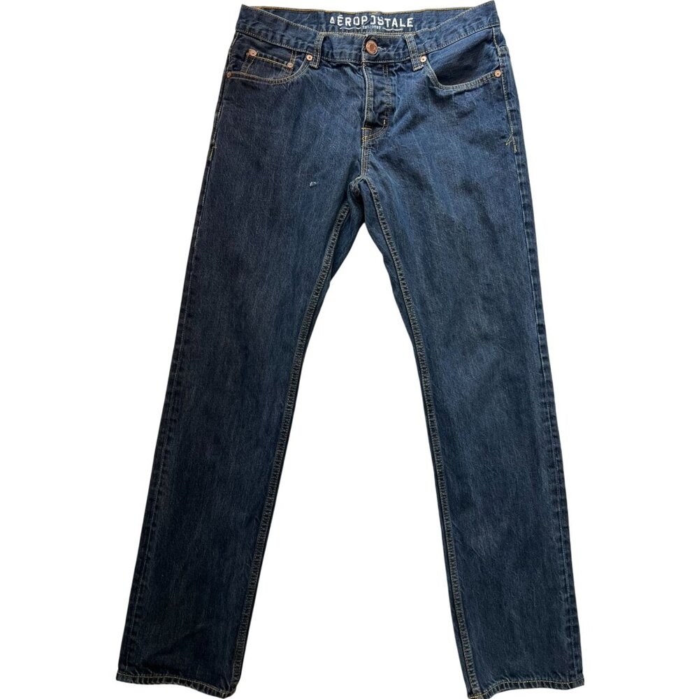 Aeropostale Men's Bowery Slim Straight Jeans Stretch Denim Size 32x34 Blue